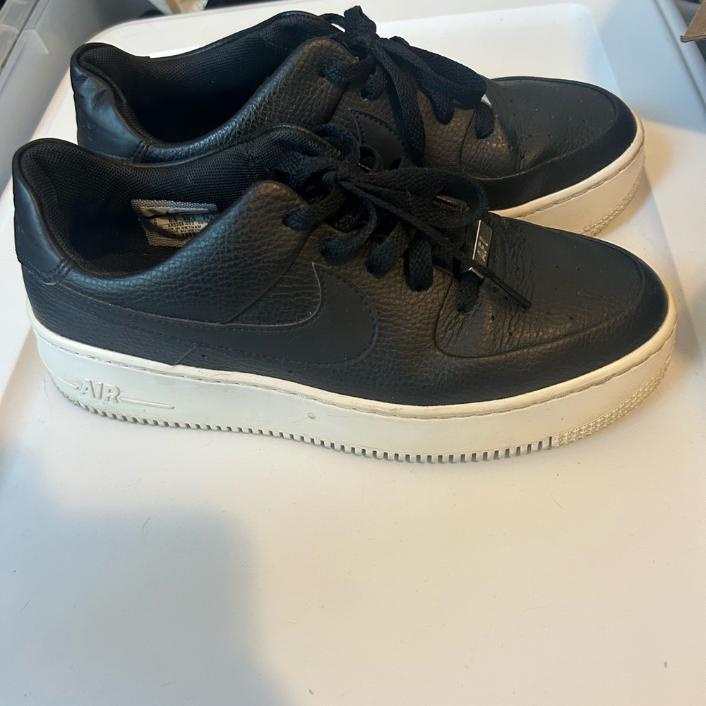 Nike Black and White Platform Sneakers 9